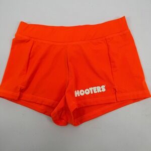 Hooters Uniform Shorts Women Small Orange Logo Spandex Booty Shorts Costume